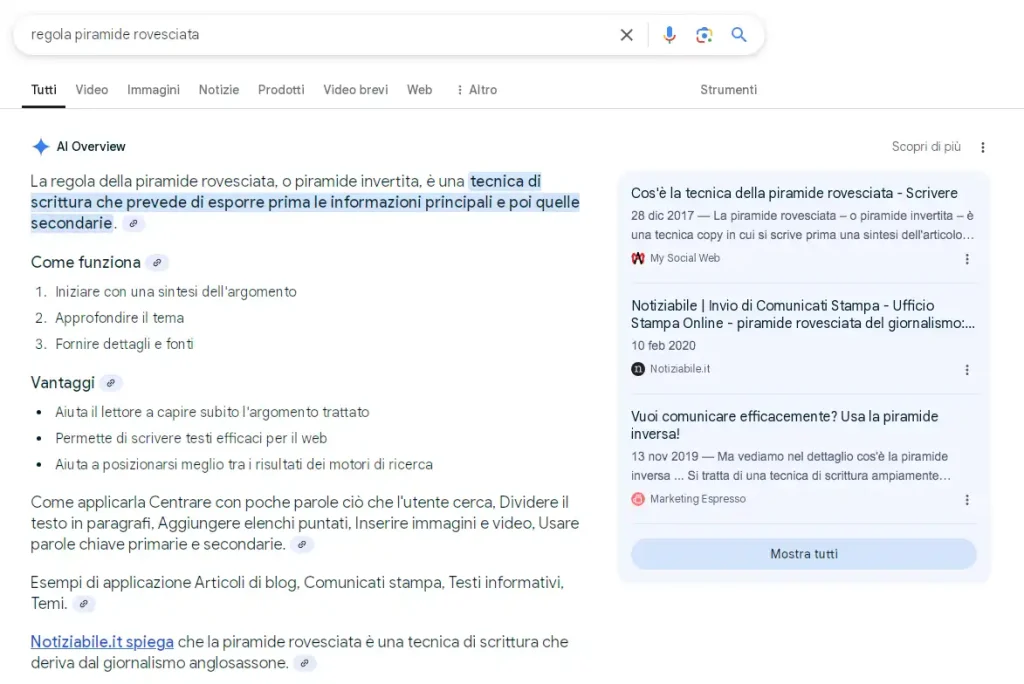 esempio overview google